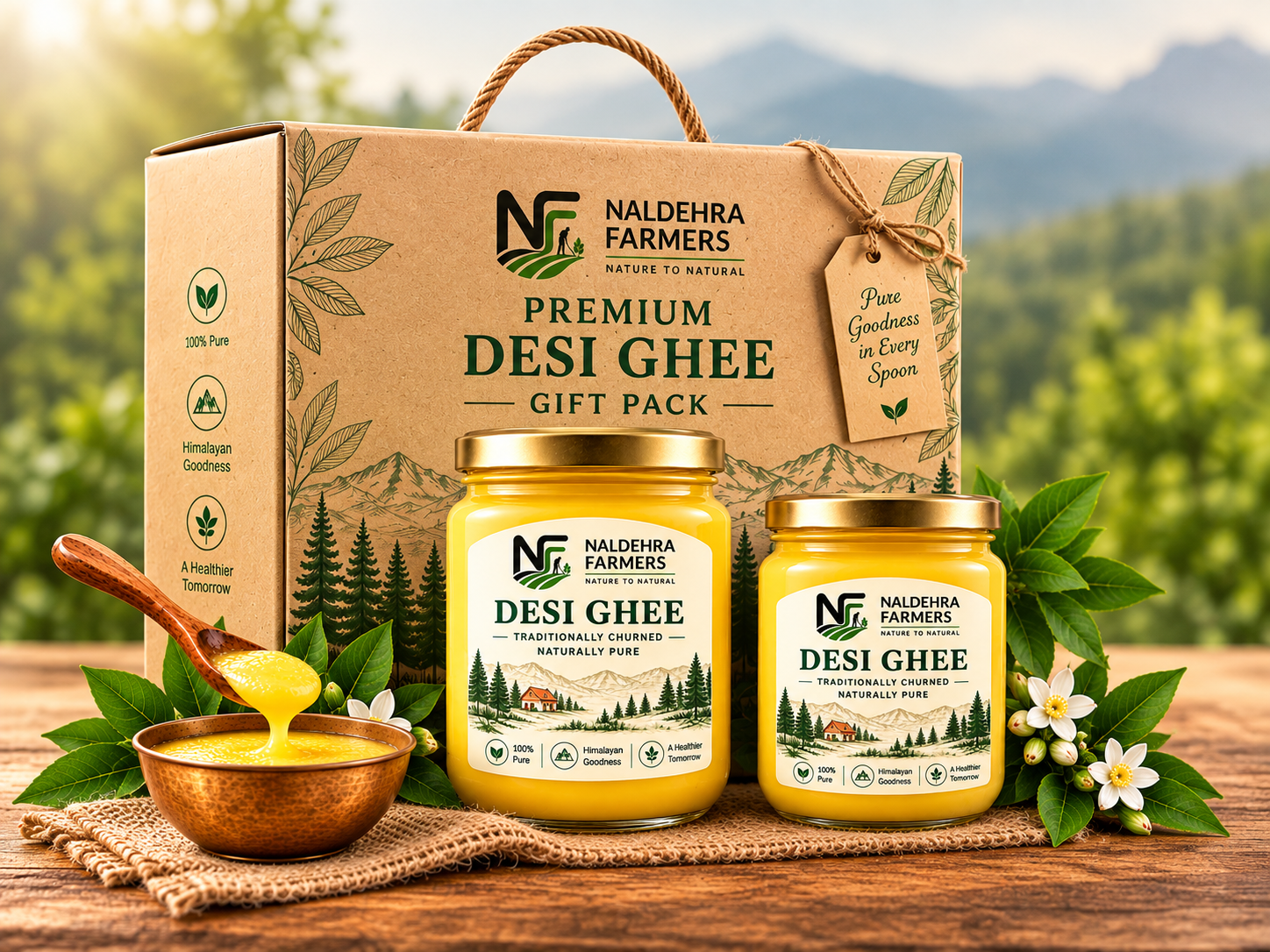 Ghee gift pack - pure hand-churned cow ghee jars