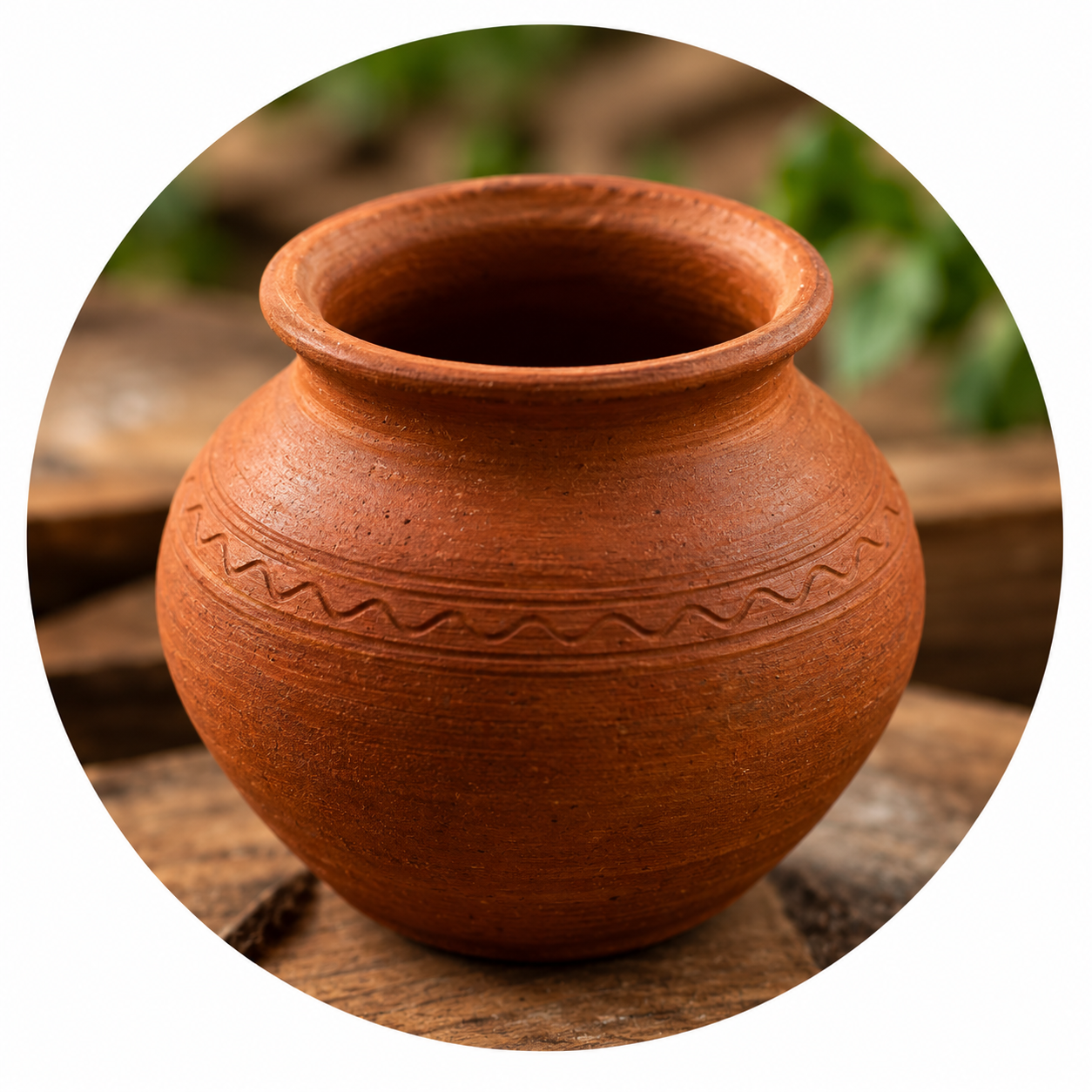 Traditional clay pot used for churning butter without a machine