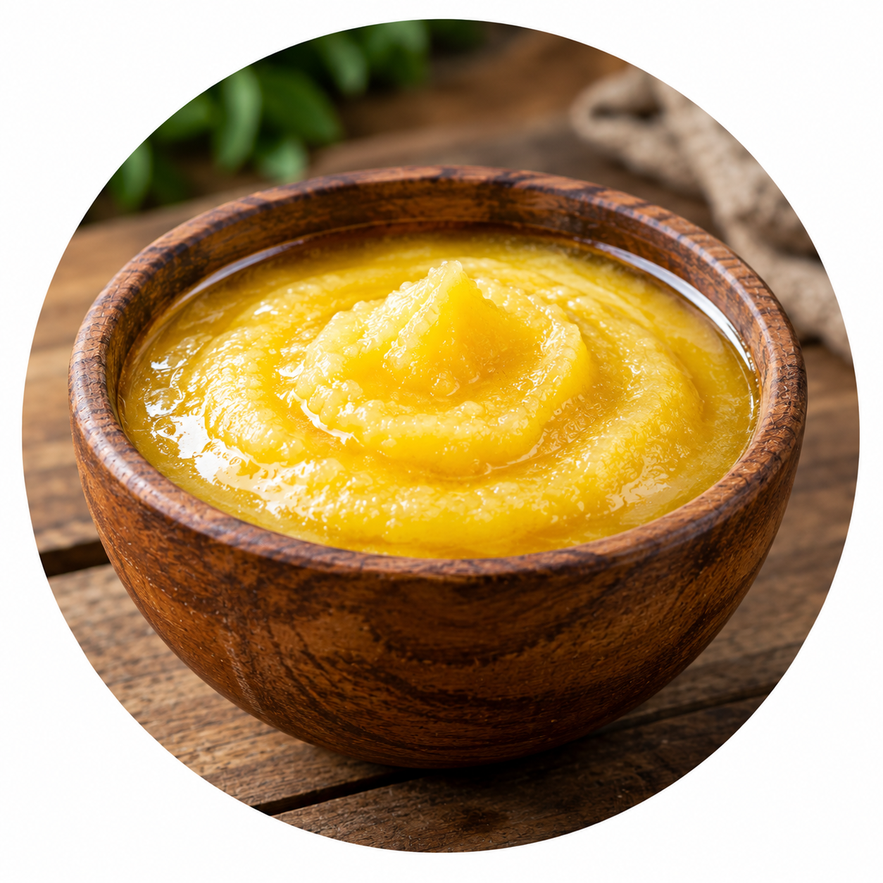 Golden, granular pure desi ghee, the final product