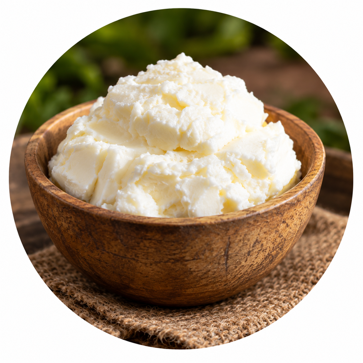 Pure hand-churned white butter separated by natural friction